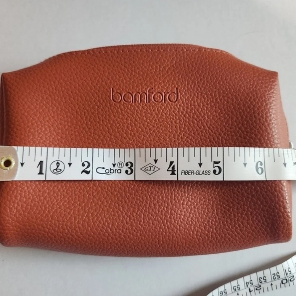 Bamford Bag‎ Womens Size Pebble Leather Orange/Brown Embossed Logo Travel